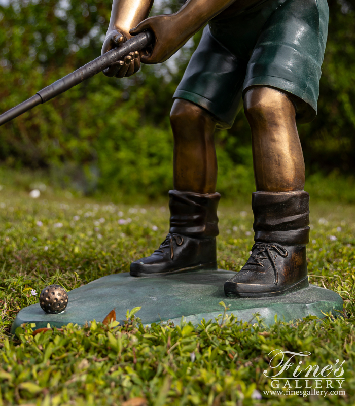 Bronze Statues  - Bronze Statue Of Young Golfer - BS-193